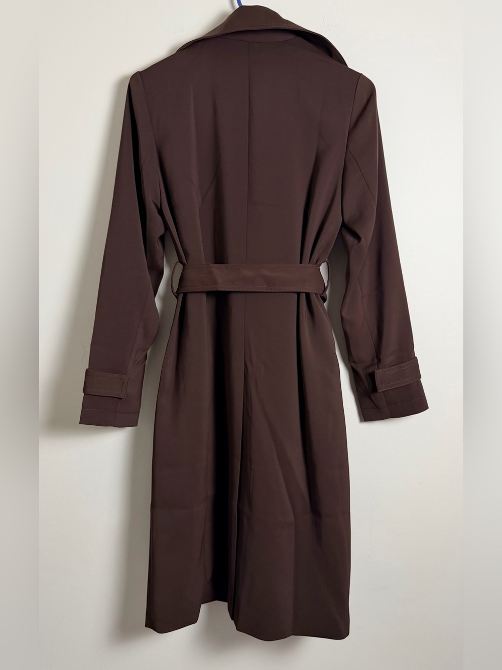 Quince Stretch Crepe Trench Coat XS Coffee Bean Brown Quiet Luxury NWOT - Picture 7 of 7